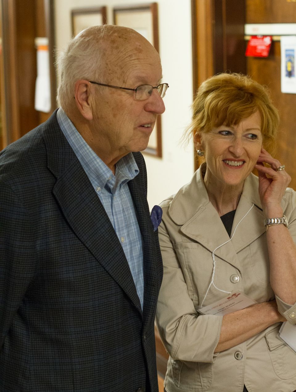 Janet Walker and Lawrie Pollard at the Oral History Centre Grand Opening, 2013.