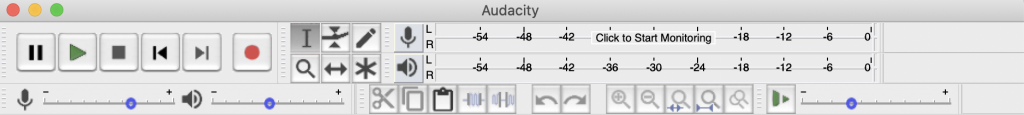 Audacity toolbar